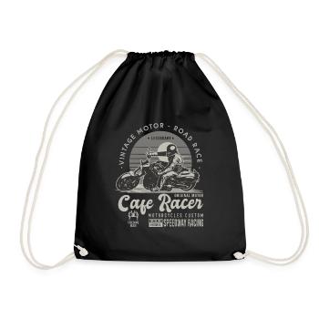 cafer racer motorcycle vintage motorcycle custom motorcycle - Drawstring Bag - black - Front