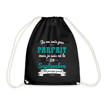 Anniversaire - Pas parfait mais né le 29 Septembre - Sac de sport léger - noir - Devant