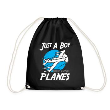 Just A Boy Who Loves Planes - Drawstring Bag - black - Front