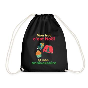 J'peux pas c'est Noël et mon anniversaire t-shirt - Sac de sport léger - noir - Devant