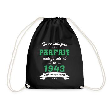 Anniversaire 81 ans - Pas parfait mais né en 1943 - Sac de sport léger - noir - Devant
