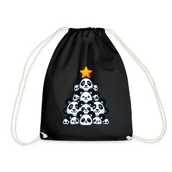 Christmas Panda - Festive Mood with Panda Bear - Drawstring Bag - black - Front