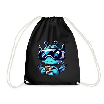 Alien Sci-Fi VR Pizza Party, Alien Amusement - Drawstring Bag - black - Front