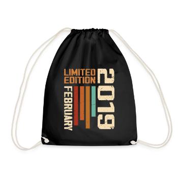 Born in February 2019 Retro 2019 Anniversary - Drawstring Bag - black - Front