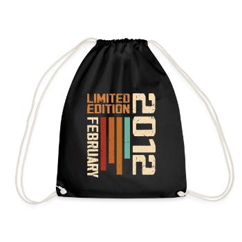 Born in February 2012 Retro 2012 Anniversary - Drawstring Bag - black - Front