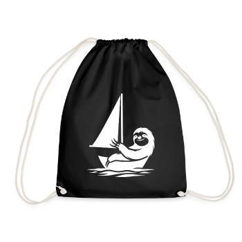 Minimalist Sailing Dinghy Sloth Summer - Drawstring Bag - black - Front