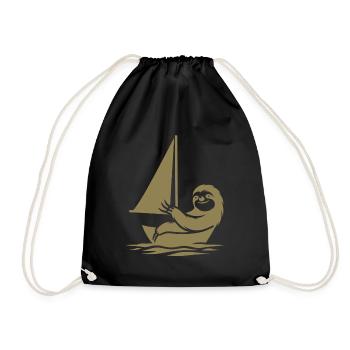 Minimalist Sailing Dinghy Sloth Summer - Drawstring Bag - black - Front
