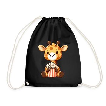 Funny Giraffe Popcorn Movie Movie Movies Movie - Drawstring Bag - black - Front