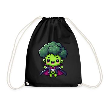 Süßer Halloween Brokkoli Vampir Cartoon Grün - Turnbeutel - Schwarz - Vorne