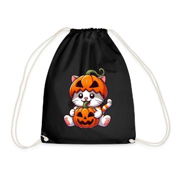 Mignon Halloween chat citrouille dessin animé - Sac de sport léger - noir - Devant