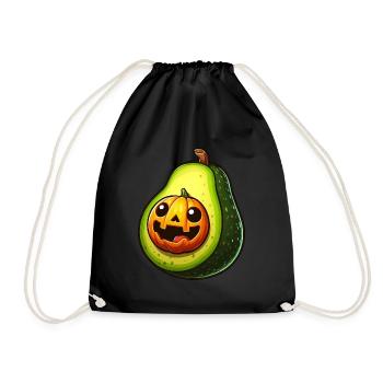 Gruselige Halloween Avocado Monster Cartoon Vegan - Turnbeutel - Schwarz - Vorne