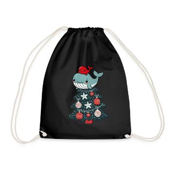 Arbre de Noël mignon sapin dessin animé avec mer - Sac de sport léger - noir - Devant