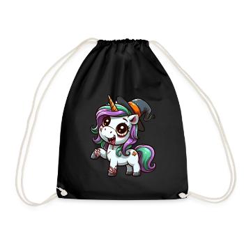 Halloween Licorne Zombie Sorcière Chapeau de Sorcière - Sac de sport léger - noir - Devant