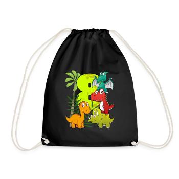 Garçon d'anniversaire de 8 ans huit 8. Dino T-Rex - Sac de sport léger - noir - Devant