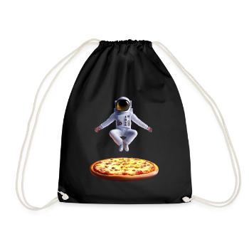 Hovering astronaut over pizza - Drawstring Bag - black - Front