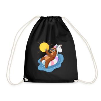 Faultier Sommer Geschenk-Faultier Einhorn T-Shirt - Turnbeutel - Schwarz - Vorne