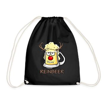 REINBEER - Rentier Weihnachts Geschenk Idee - Turnbeutel - Schwarz - Vorne