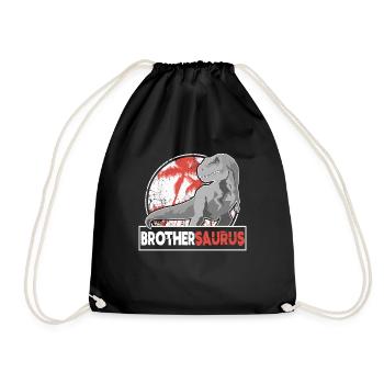 BROTHERSAURIER Brother T Rex Dinosaur Dino Fan Shirt - Drawstring Bag - black - Front