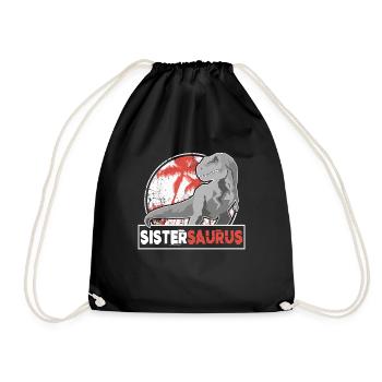SISTERSAURIER Sister T Rex Dino Fan Shirt - Drawstring Bag - black - Front