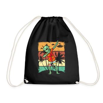 Dabbing Alien Retro Beach Geschenk Design Idee - Turnbeutel - Schwarz - Vorne