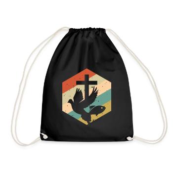 Poisson Pigeon Croisé Jésus Rétro Vintage - Sac de sport léger - noir - Devant