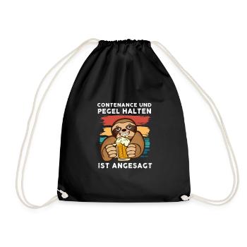 Contenance und Bier Pegel halten Faultier Bier - Turnbeutel - Schwarz - Vorne