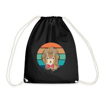 Retro Vintage Squirrel with Bow tie - Drawstring Bag - black - Front