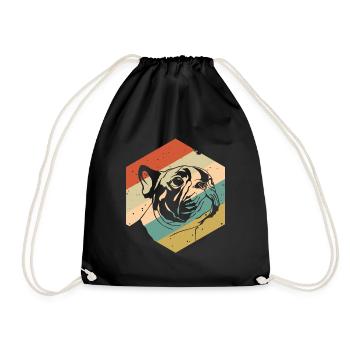Retro Vintage Mops - Turnbeutel - Schwarz - Vorne