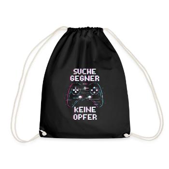 Suche Gegner Keine Opfer PS - Turnbeutel - Schwarz - Vorne