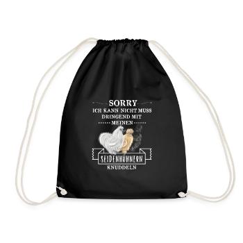 Seidenhühner knuddeln Seidenhuhn Züchter Geschenk - Turnbeutel - Schwarz - Vorne