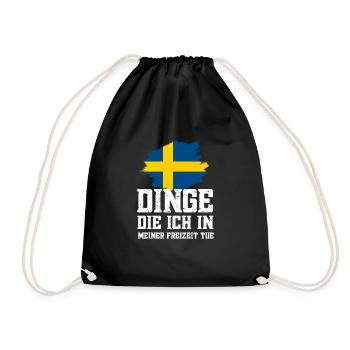 Dinge in Freizeit Schweden Flagge Urlaub Geschenk - Turnbeutel - Schwarz - Vorne