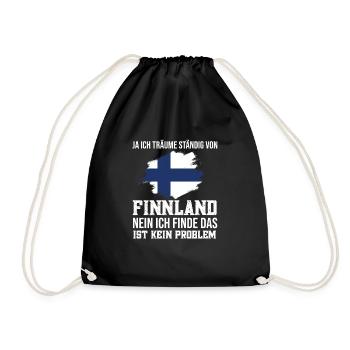 Ja ich träume ständig von Finnland Flagge Urlaub - Turnbeutel - Schwarz - Vorne