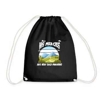 His Mercies Are New Each Morning Nature Mountains God - Drawstring Bag - black - Front