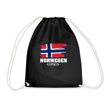Norwegen Experte Flagge Urlaub Geschenk - Turnbeutel - Schwarz - Vorne