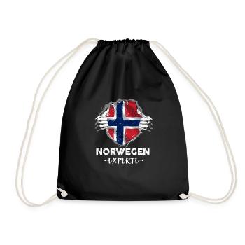Norwegen Experte Flagge Urlaub Geschenk - Turnbeutel - Schwarz - Vorne