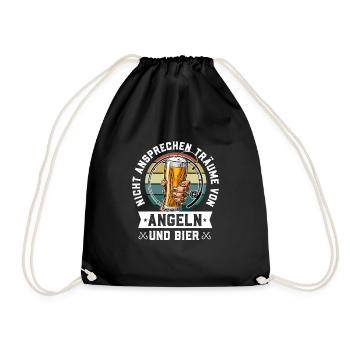 Träume von Angeln und Bier Angel Urlaub Fischen - Turnbeutel - Schwarz - Vorne