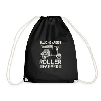 Tausche Arbeit gegen Roller Scooter Motorroller - Turnbeutel - Schwarz - Vorne