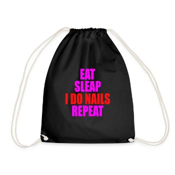 Eat Sleap do Nails Repeat Nageldesign Nagelstudio - Turnbeutel - Schwarz - Vorne