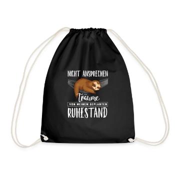 Ruhestands Träume Faultier Rente Abschiedsgeschenk - Turnbeutel - Schwarz - Vorne
