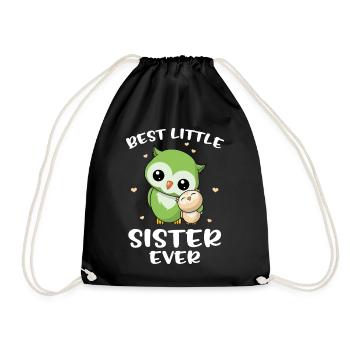 Best Little Sister Ever - Kleine Eulen Schwester - Turnbeutel - Schwarz - Vorne