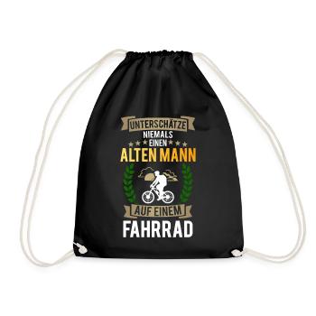 Alter Mann Fahrrad - Turnbeutel - Schwarz - Vorne
