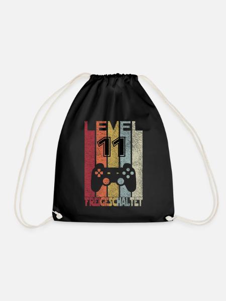Level 11 freigeschaltet - Turnbeutel - Schwarz