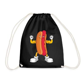 Hot Dog Bodybuilding Fitness Gym Gift - Drawstring Bag - black - Front