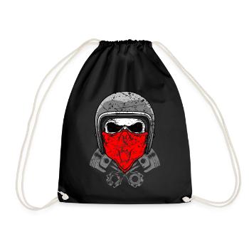 totenkopf helm zylinder Motorrad Helm - Turnbeutel - Schwarz - Vorne