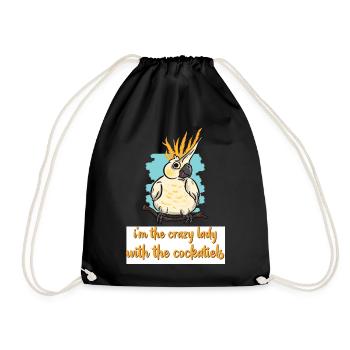 Cockatiel lover | Pet Bird Gift - Drawstring Bag - black - Front