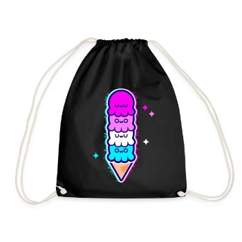 UwU | Octopus ice cream with femboy flag glitter - Drawstring Bag - black - Front