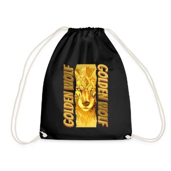 Wolf Wolf’s Head Gold Nature Wilderness Adventure Art - Sac de sport léger - noir - Devant