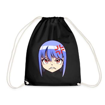 Angry Anime Face Emoji - Anime Shirt - Drawstring Bag - black - Front