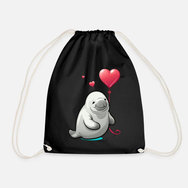 Manatee mit Herz - Turnbeutel - Schwarz