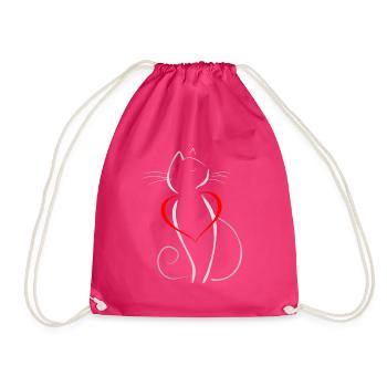 Frau, die ich liebe, Katze mit Halsband - Turnbeutel - Fuchsia - Vorne